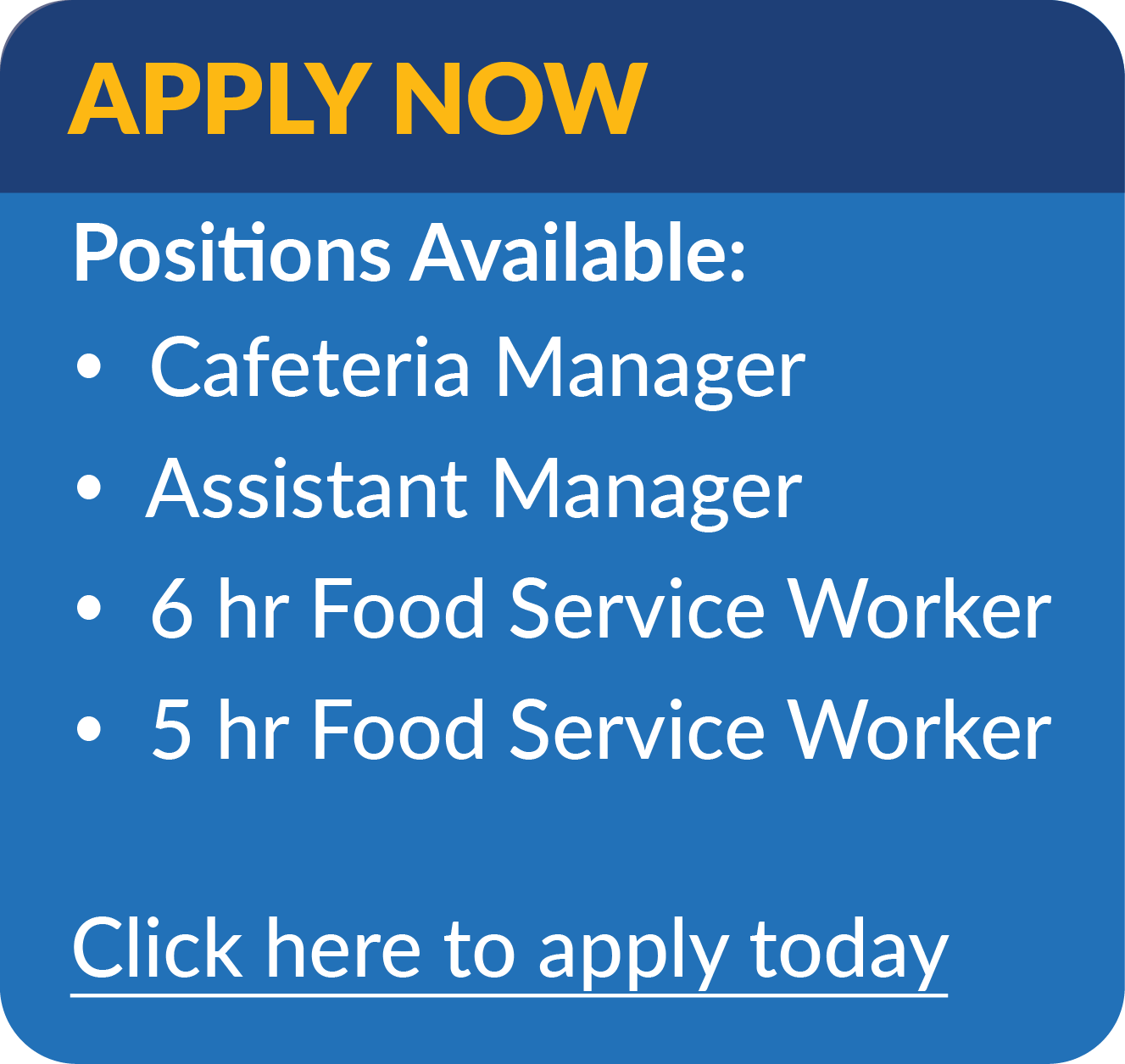 Now Hiring for Food Service