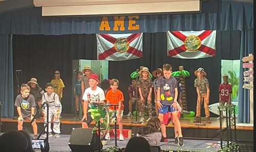 Fourth Grade Students performing for the student body