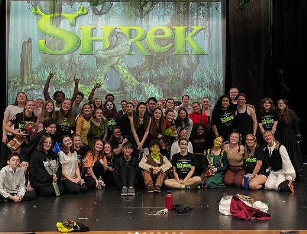  Cast and crew on stage after Shrek Musical performance