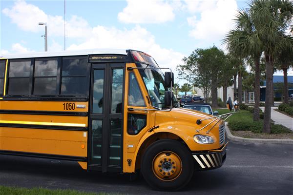 yellow school bus in parking lot